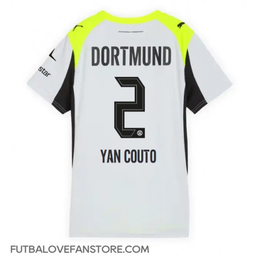 Borussia Dortmund Yan Couto #2 Vonkajší Ženy futbalový dres 2025-26 Krátky Rukáv Borussia Dortmund Yan Couto #2 Vonkajší Ženy futbalový dres 2025-26 Krátky Rukáv